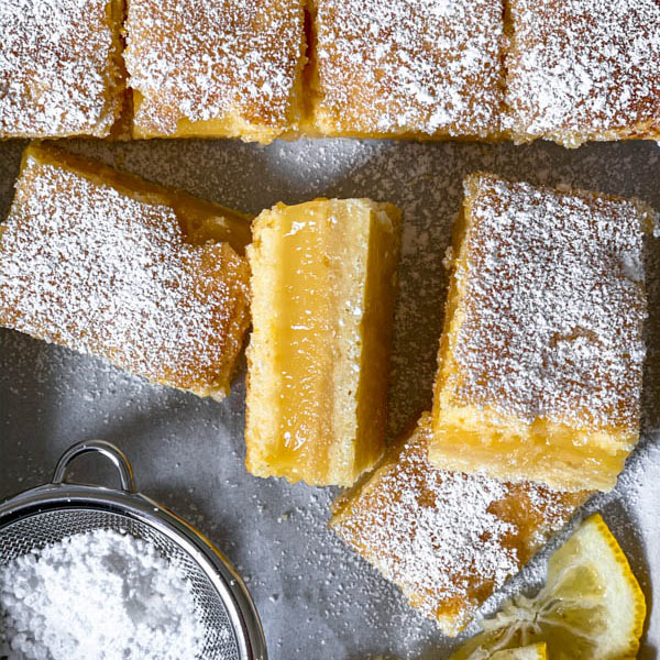 A close up view looking down onto the Gooey Yuzu Slices.