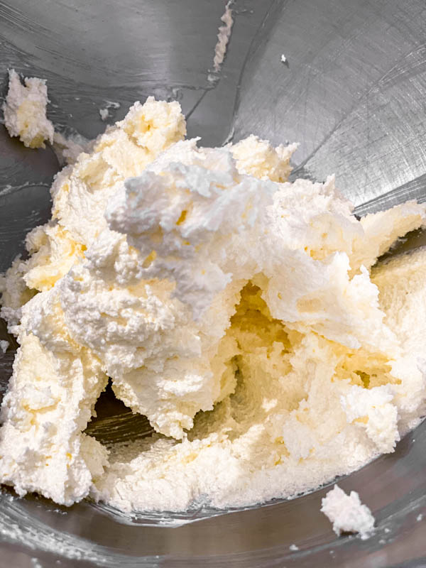 The butter and sugar have been creamed together in the stand mixer.