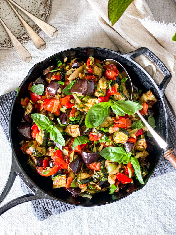 Looking down onto the Roasted Ratatouille Salad.