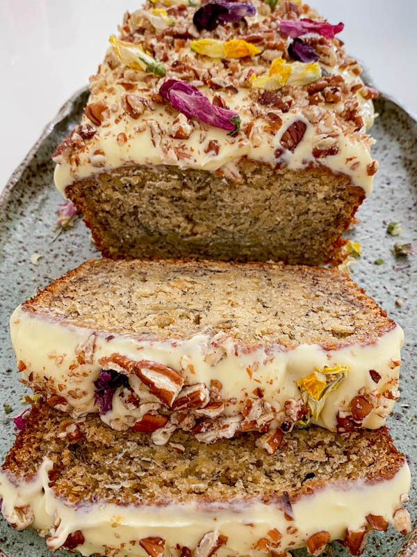 A close up of the slices of Banana Cake.