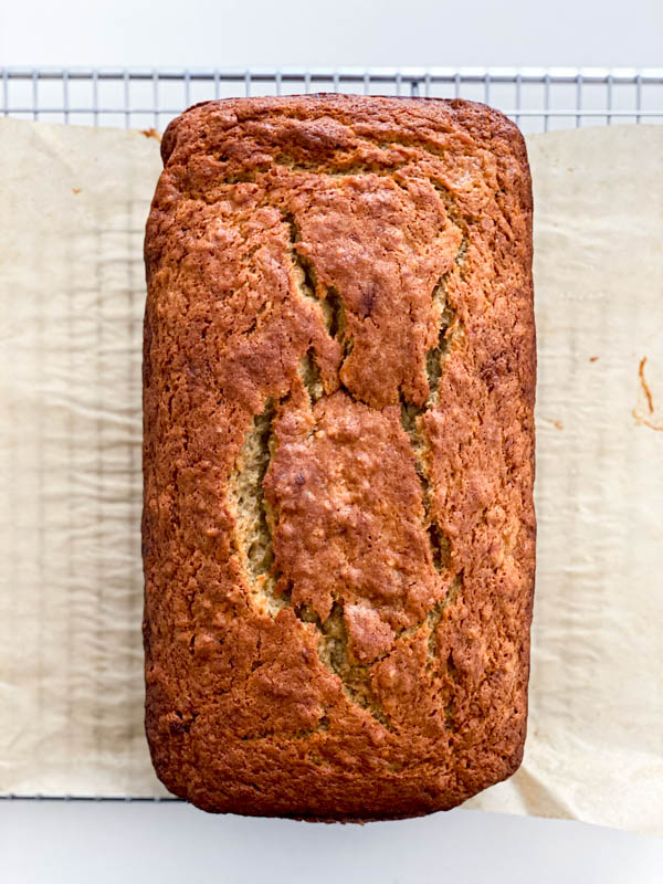 The Banana Cake is now ready and resting on a wire rack.