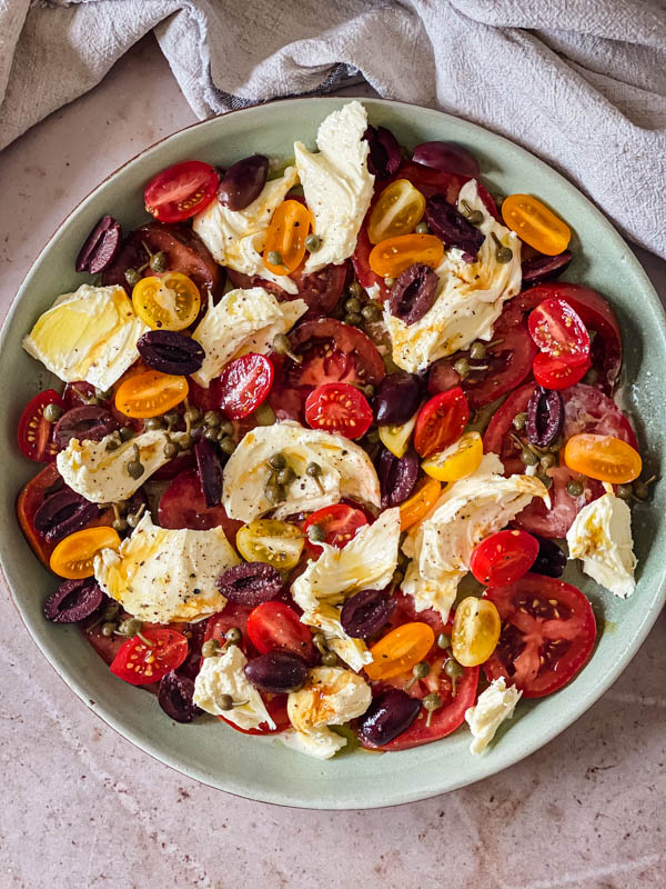 This Caprese Salad was made without the roasted capsicum.