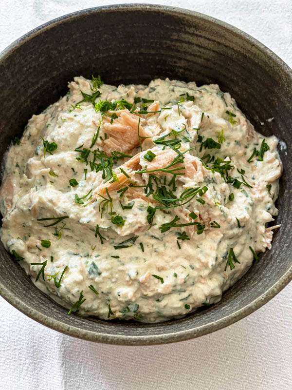 A close up of the dip in a bowl ready to be served.