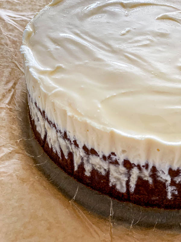 A close-up of the Chocolate Brownie Ice Cream Cake.