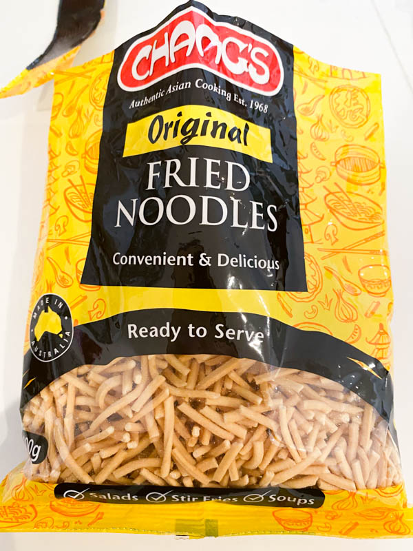 This is the packet of Fried Noodles I use in this recipe which are the Changs brand.